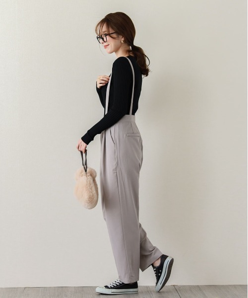 SUGAR BISKET（シュガービスケット）の「サスペンダー付きセンタープレステーパードパンツ（その他パンツ・レディース・ブラック/ダークグレー/ライトグレー/ブラウン・M/L）」の19枚目の写真