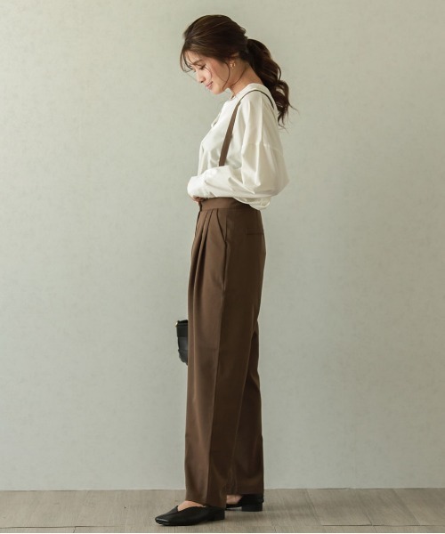 SUGAR BISKET（シュガービスケット）の「サスペンダー付きセンタープレステーパードパンツ（その他パンツ・レディース・ブラック/ダークグレー/ライトグレー/ブラウン・M/L）」の16枚目の写真