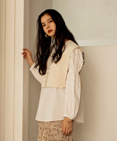 ReNorm（リノーム）の「ピンタックシャーリングスリーブブラウス（シャツ/ブラウス・レディース・グレイッシュベージュ/オフホワイト/グリーン・フリー）」の19枚目の写真