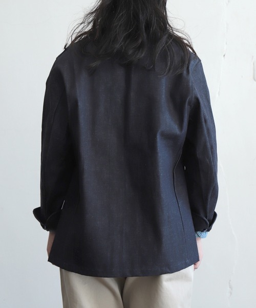 Yarmo（ヤーモ）の「[ Yarmo×OMNIGOD ] 別注 デニム ドライバースジャケット（テーラードジャケット・レディース・ワンウォッシュ・M-L）」の9枚目の写真