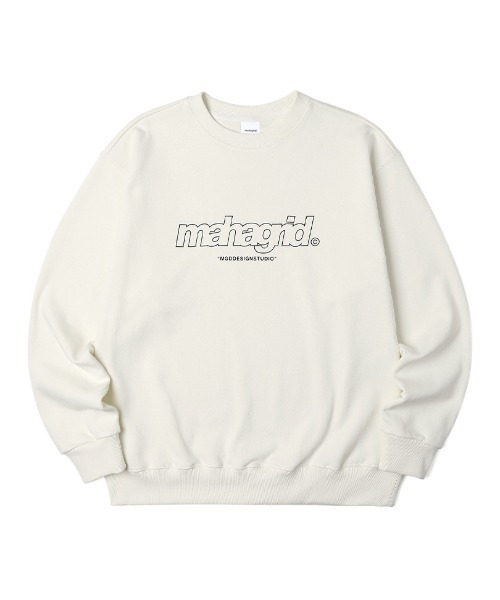MAHAGRID（マハグリッド）の「【mahagrid】THIRD LOGO CREWNECK / マハグリッド サード ロゴ クルーネック 裏起毛（スウェット・メンズ・ネイビー/グレー/アイボリー/チャコールグレー/パープル/ブラック/ライトグリーン・SMALL/MEDIUM/LARGE/X-LARGE）」の5枚目の写真