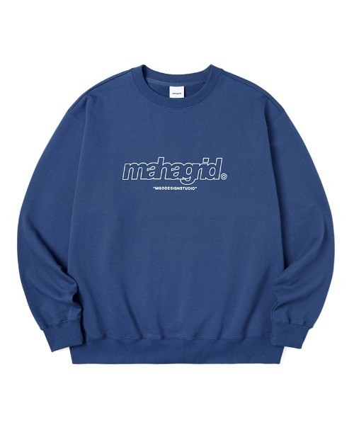 MAHAGRID（マハグリッド）の「【mahagrid】THIRD LOGO CREWNECK / マハグリッド サード ロゴ クルーネック 裏起毛（スウェット・メンズ・ネイビー/グレー/アイボリー/チャコールグレー/パープル/ブラック/ライトグリーン・SMALL/MEDIUM/LARGE/X-LARGE）」の6枚目の写真