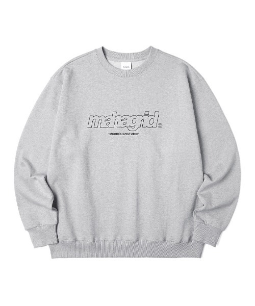 MAHAGRID（マハグリッド）の「【mahagrid】THIRD LOGO CREWNECK / マハグリッド サード ロゴ クルーネック 裏起毛（スウェット・メンズ・ネイビー/グレー/アイボリー/チャコールグレー/パープル/ブラック/ライトグリーン・SMALL/MEDIUM/LARGE/X-LARGE）」の4枚目の写真