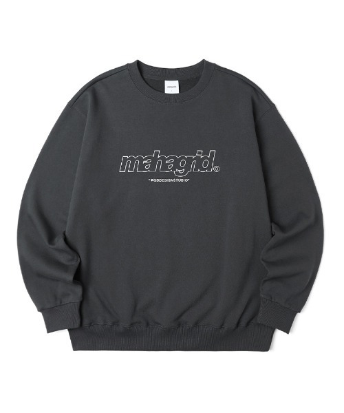 MAHAGRID（マハグリッド）の「【mahagrid】THIRD LOGO CREWNECK / マハグリッド サード ロゴ クルーネック 裏起毛（スウェット・メンズ・ネイビー/グレー/アイボリー/チャコールグレー/パープル/ブラック/ライトグリーン・SMALL/MEDIUM/LARGE/X-LARGE）」の3枚目の写真