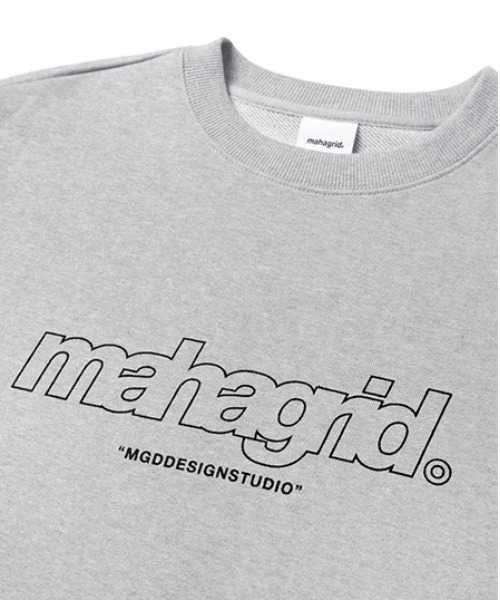 MAHAGRID（マハグリッド）の「【mahagrid】THIRD LOGO CREWNECK / マハグリッド サード ロゴ クルーネック 裏起毛（スウェット・メンズ・ネイビー/グレー/アイボリー/チャコールグレー/パープル/ブラック/ライトグリーン・SMALL/MEDIUM/LARGE/X-LARGE）」の20枚目の写真