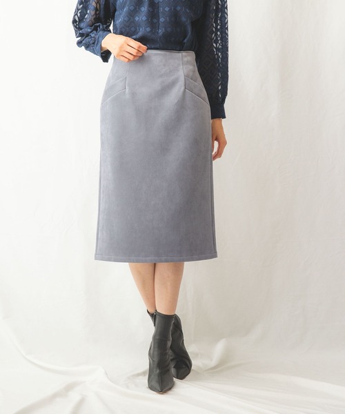 NARACAMICIE（ナラカミーチェ）の「エコスエードスカート（スカート・レディース・ブルー/ベージュ・MEDIUM）」の2枚目の写真