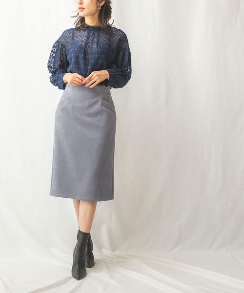 NARACAMICIE（ナラカミーチェ）の「エコスエードスカート（スカート・レディース・ブルー/ベージュ・MEDIUM）」の10枚目の写真