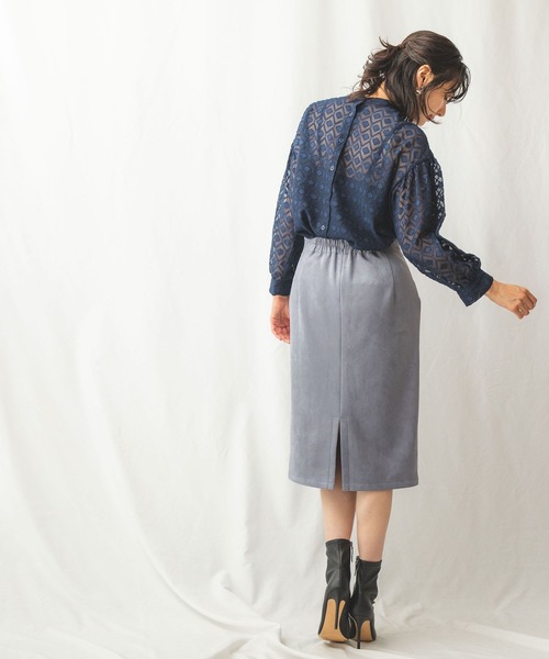 NARACAMICIE（ナラカミーチェ）の「エコスエードスカート（スカート・レディース・ブルー/ベージュ・MEDIUM）」の8枚目の写真