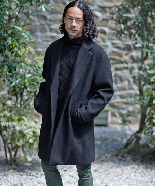 CAMBIO(カンビオ)の「mj8258-カットメルトンオーバーサイズチェスターコート(チェスターコート・メンズ・ブラック/グリーン/グレイッシュベージュ・M/L)」の11枚目の写真