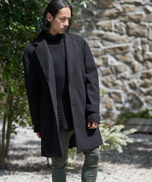 CAMBIO(カンビオ)の「mj8258-カットメルトンオーバーサイズチェスターコート(チェスターコート・メンズ・ブラック/グリーン/グレイッシュベージュ・M/L)」の7枚目の写真