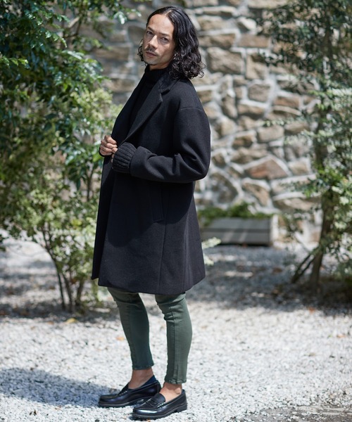 CAMBIO(カンビオ)の「mj8258-カットメルトンオーバーサイズチェスターコート(チェスターコート・メンズ・ブラック/グリーン/グレイッシュベージュ・M/L)」の19枚目の写真