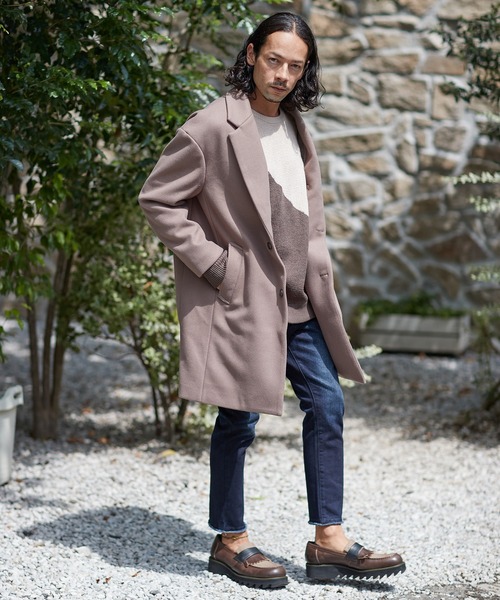 CAMBIO(カンビオ)の「mj8258-カットメルトンオーバーサイズチェスターコート(チェスターコート・メンズ・ブラック/グリーン/グレイッシュベージュ・M/L)」の8枚目の写真