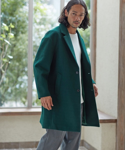 CAMBIO(カンビオ)の「mj8258-カットメルトンオーバーサイズチェスターコート(チェスターコート・メンズ・ブラック/グリーン/グレイッシュベージュ・M/L)」の20枚目の写真