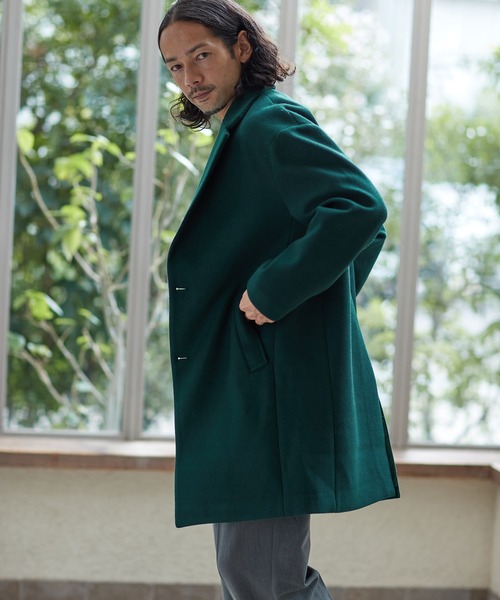 CAMBIO(カンビオ)の「mj8258-カットメルトンオーバーサイズチェスターコート(チェスターコート・メンズ・ブラック/グリーン/グレイッシュベージュ・M/L)」の5枚目の写真
