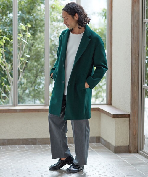 CAMBIO(カンビオ)の「mj8258-カットメルトンオーバーサイズチェスターコート(チェスターコート・メンズ・ブラック/グリーン/グレイッシュベージュ・M/L)」の13枚目の写真