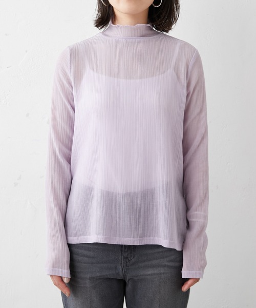 BONbazaar（ボンバザール）の「タートルネックシアーカットソー（Tシャツ/カットソー・レディース・パープル・FREE）」の14枚目の写真