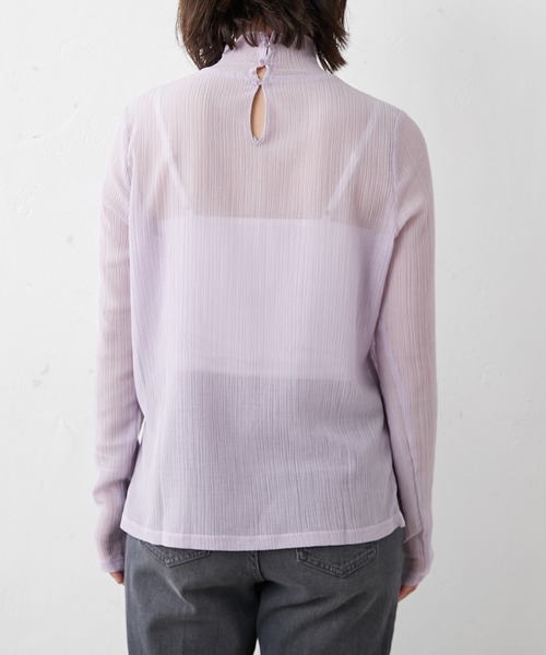 BONbazaar（ボンバザール）の「タートルネックシアーカットソー（Tシャツ/カットソー・レディース・パープル・FREE）」の3枚目の写真
