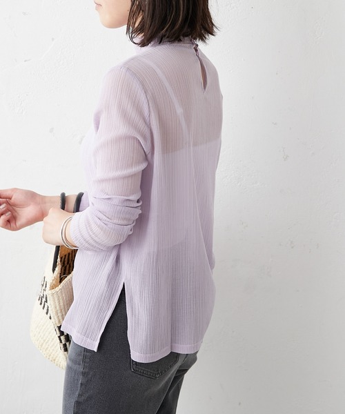 BONbazaar（ボンバザール）の「タートルネックシアーカットソー（Tシャツ/カットソー・レディース・パープル・FREE）」の4枚目の写真