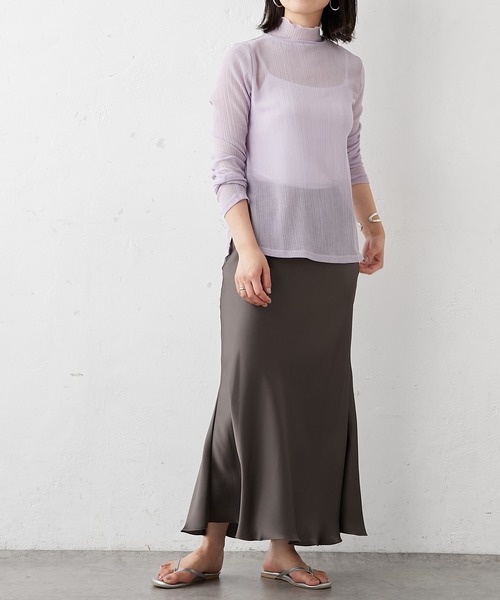 BONbazaar（ボンバザール）の「タートルネックシアーカットソー（Tシャツ/カットソー・レディース・パープル・FREE）」の12枚目の写真