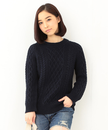 BEAMS BOY | BEAMS BOY / 3ゲージ マーセライズ アランクルー クロップ袖 15SS(ニット/セーター)