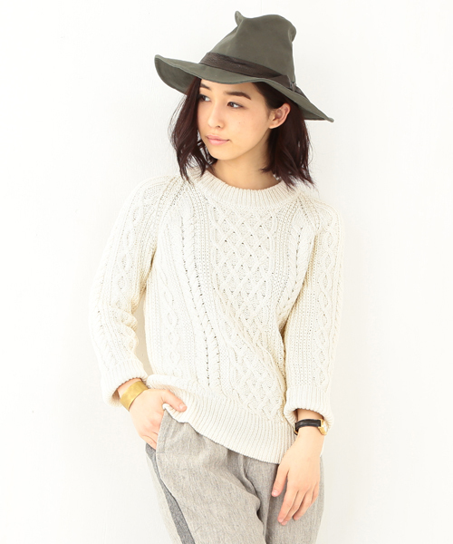 BEAMS BOY（ビームスボーイ）の「BEAMS BOY / 3ゲージ マーセライズ アランクルー クロップ袖 15SS（ニット/セーター・レディース・ナチュラル/ロイヤルブルー/ネイビー・ONE SIZE）」の5枚目の写真