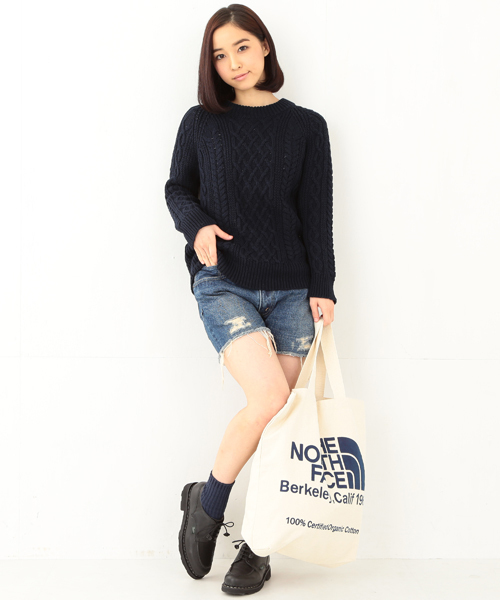 BEAMS BOY（ビームスボーイ）の「BEAMS BOY / 3ゲージ マーセライズ アランクルー クロップ袖 15SS（ニット/セーター・レディース・ナチュラル/ロイヤルブルー/ネイビー・ONE SIZE）」の13枚目の写真