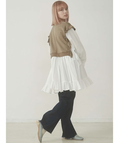 merry jenny（メリージェニー）の「サイドリボンスウェットレイヤードワンピース（ワンピース・レディース・ブラック/ブラウン/オフホワイト・FREE）」の17枚目の写真