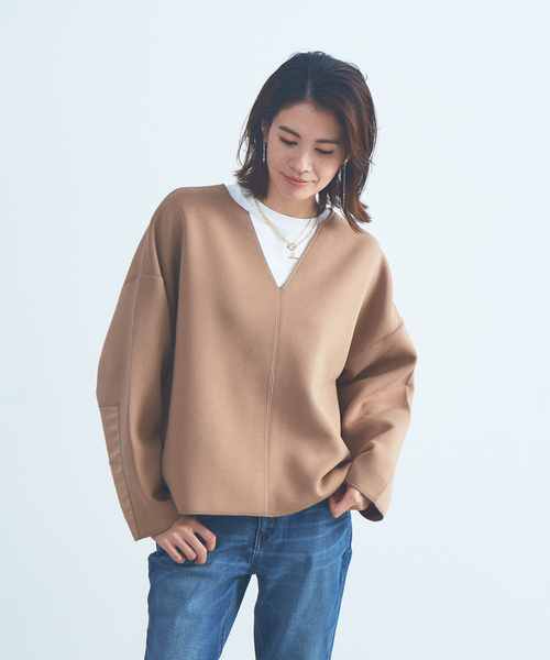 Abahouse Devinette（ドゥヴィネット）の「【BRAHMIN】ソフトダンボールジャージーカットソー（Tシャツ/カットソー・レディース・カーキ/キャメル/グレイッシュベージュ・フリー）」の3枚目の写真