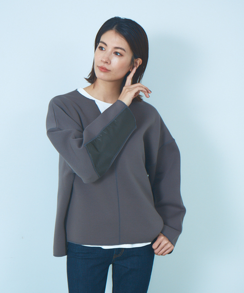 Abahouse Devinette（ドゥヴィネット）の「【BRAHMIN】ソフトダンボールジャージーカットソー（Tシャツ/カットソー・レディース・カーキ/キャメル/グレイッシュベージュ・フリー）」の2枚目の写真