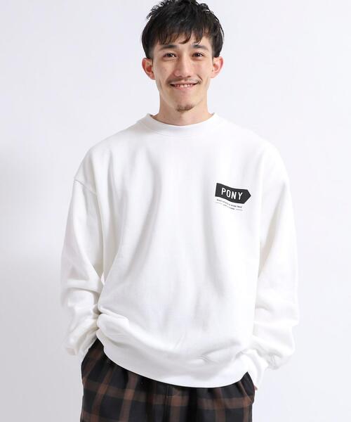 PONY(ポニー)の「PONY別注ロゴ裏起毛クルーネックスウェット(スウェット・メンズ・パープル/ホワイト・X-LARGE/SMALL/LARGE/MEDIUM)」の18枚目の写真