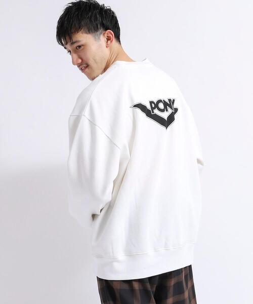 PONY(ポニー)の「PONY別注ロゴ裏起毛クルーネックスウェット(スウェット・メンズ・パープル/ホワイト・X-LARGE/SMALL/LARGE/MEDIUM)」の19枚目の写真