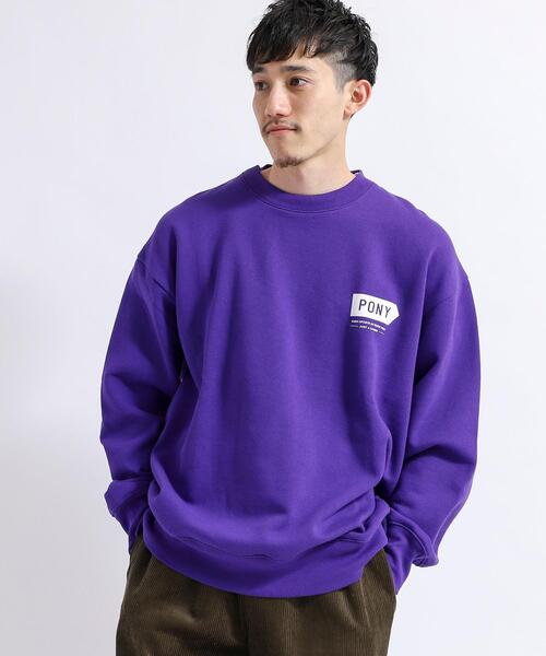 PONY(ポニー)の「PONY別注ロゴ裏起毛クルーネックスウェット(スウェット・メンズ・パープル/ホワイト・X-LARGE/SMALL/LARGE/MEDIUM)」の10枚目の写真