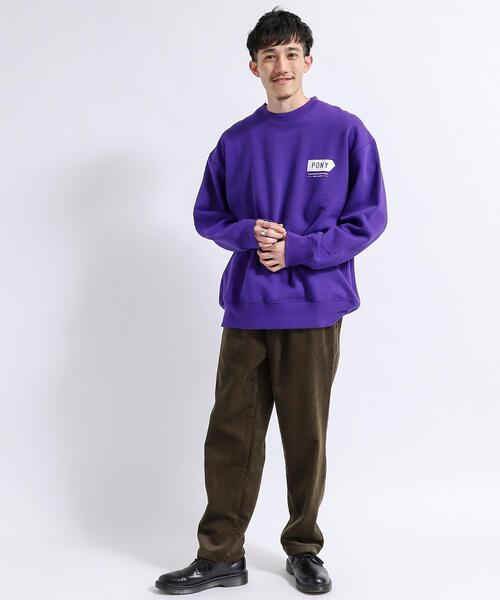 PONY(ポニー)の「PONY別注ロゴ裏起毛クルーネックスウェット(スウェット・メンズ・パープル/ホワイト・X-LARGE/SMALL/LARGE/MEDIUM)」の12枚目の写真