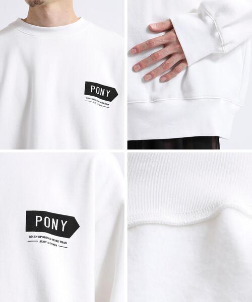 PONY(ポニー)の「PONY別注ロゴ裏起毛クルーネックスウェット(スウェット・メンズ・パープル/ホワイト・X-LARGE/SMALL/LARGE/MEDIUM)」の14枚目の写真