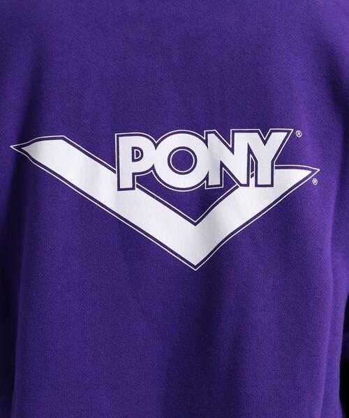 PONY(ポニー)の「PONY別注ロゴ裏起毛クルーネックスウェット(スウェット・メンズ・パープル/ホワイト・X-LARGE/SMALL/LARGE/MEDIUM)」の9枚目の写真