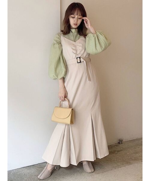 dazzlin（ダズリン）の「キャミマーメイドジャンスカ（ワンピース・レディース・ベージュ/ブルー/アイボリー・FREE）」の13枚目の写真