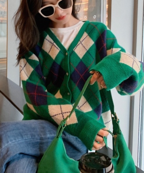 アーガイル柄カーディガン（カーディガン/ボレロ）｜by muni:r（バイ