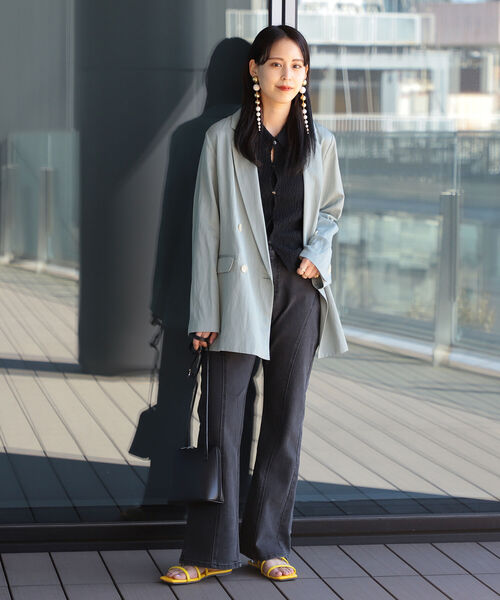 Ray BEAMS（レイビームス）の「Ray BEAMS / カーブ ステッチ ブラック デニム パンツ（デニムパンツ・レディース・ブラック・1/0）」の9枚目の写真