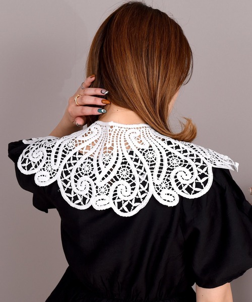 DAY CLOSET（デイ クローゼット）の「レディース バタフライライクビッグカラー付け襟（付け襟・レディース・ホワイト/ブラック・ONE SIZE）」の10枚目の写真