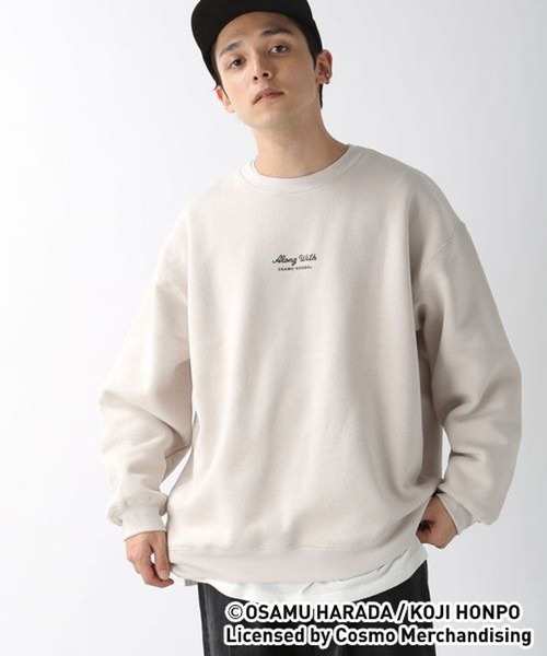 OSAMU GOODS（オサムグッズ）の「【OSAMU GOODS】コラボ裏起毛スウェットプリントクルー/256623（スウェット・メンズ・パープル/グレー系その他/グリーン/オフホワイト・LARGE/MEDIUM）」の8枚目の写真