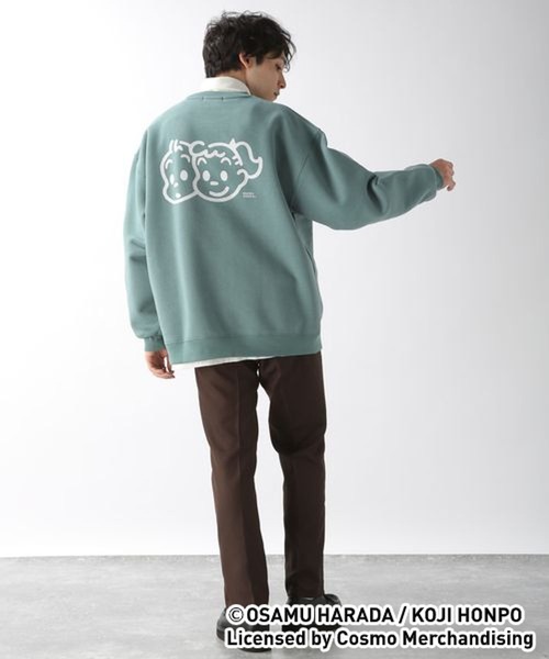 OSAMU GOODS（オサムグッズ）の「【OSAMU GOODS】コラボ裏起毛スウェットプリントクルー/256623（スウェット・メンズ・パープル/グレー系その他/グリーン/オフホワイト・LARGE/MEDIUM）」の17枚目の写真