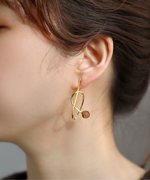 ガラス×メタルラインピアス