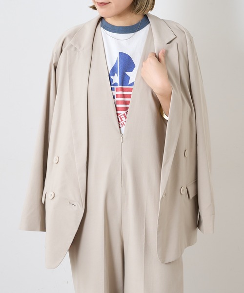 Omekashi（オメカシ）の「【セットアップ可】ストレッチダブルテーラードジャケット（テーラードジャケット・レディース・ブラック/ベージュ/グリーン・FREE）」の18枚目の写真