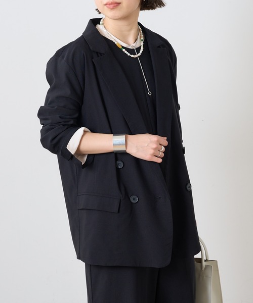 Omekashi（オメカシ）の「【セットアップ可】ストレッチダブルテーラードジャケット（テーラードジャケット・レディース・ブラック/ベージュ/グリーン・FREE）」の14枚目の写真