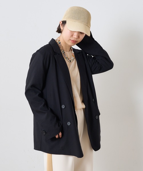 Omekashi（オメカシ）の「【セットアップ可】ストレッチダブルテーラードジャケット（テーラードジャケット・レディース・ブラック/ベージュ/グリーン・FREE）」の8枚目の写真