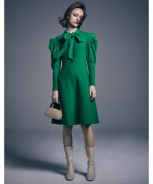 ブランド古着 Lily Brown リリーブラウンのワンピース ドレス グリーン カーキ 緑色系 リボン 古着通販 Zozoused