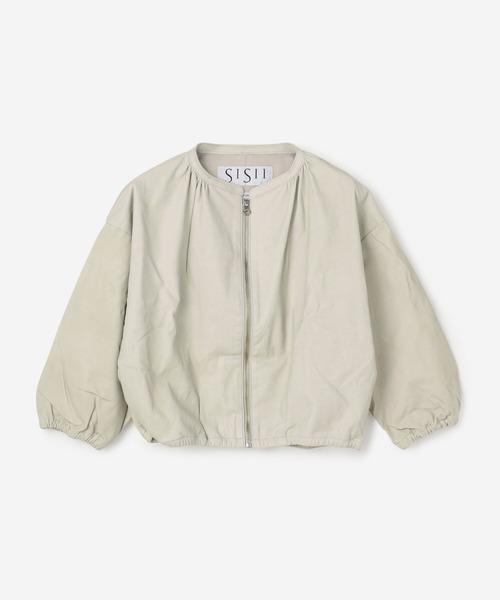 sisii（シシ）の「Sisii | クロップドギャザー レザージャケット WOMEN（ノーカラージャケット・レディース・ライトグレー・SMALL）」の11枚目の写真