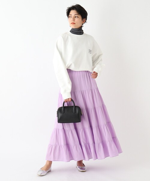 OPAQUE.CLIP（オペークドットクリップ）の「◆グレインコットン ティアードスカート（スカート・レディース・ホワイト系/ブラック/ライトパープル/イエロー系7・38/40/42）」の19枚目の写真
