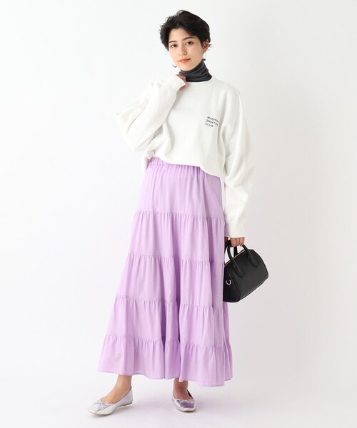 OPAQUE.CLIP（オペークドットクリップ）の「◆グレインコットン ティアードスカート（スカート・レディース・ホワイト系/ブラック/ライトパープル/イエロー系7・38/40/42）」の20枚目の写真