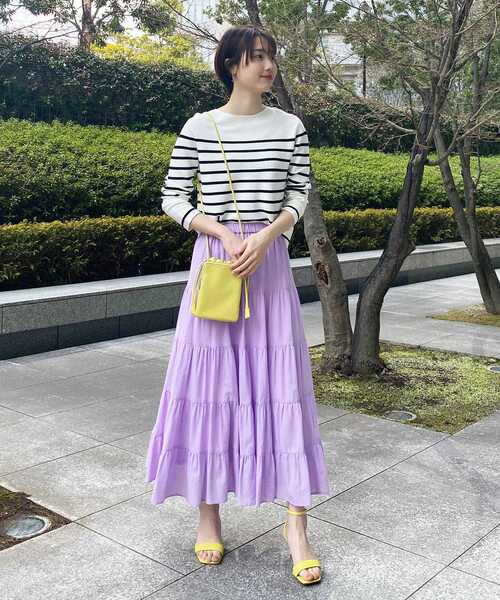 OPAQUE.CLIP（オペークドットクリップ）の「◆グレインコットン ティアードスカート（スカート・レディース・ホワイト系/ブラック/ライトパープル/イエロー系7・38/40/42）」の21枚目の写真